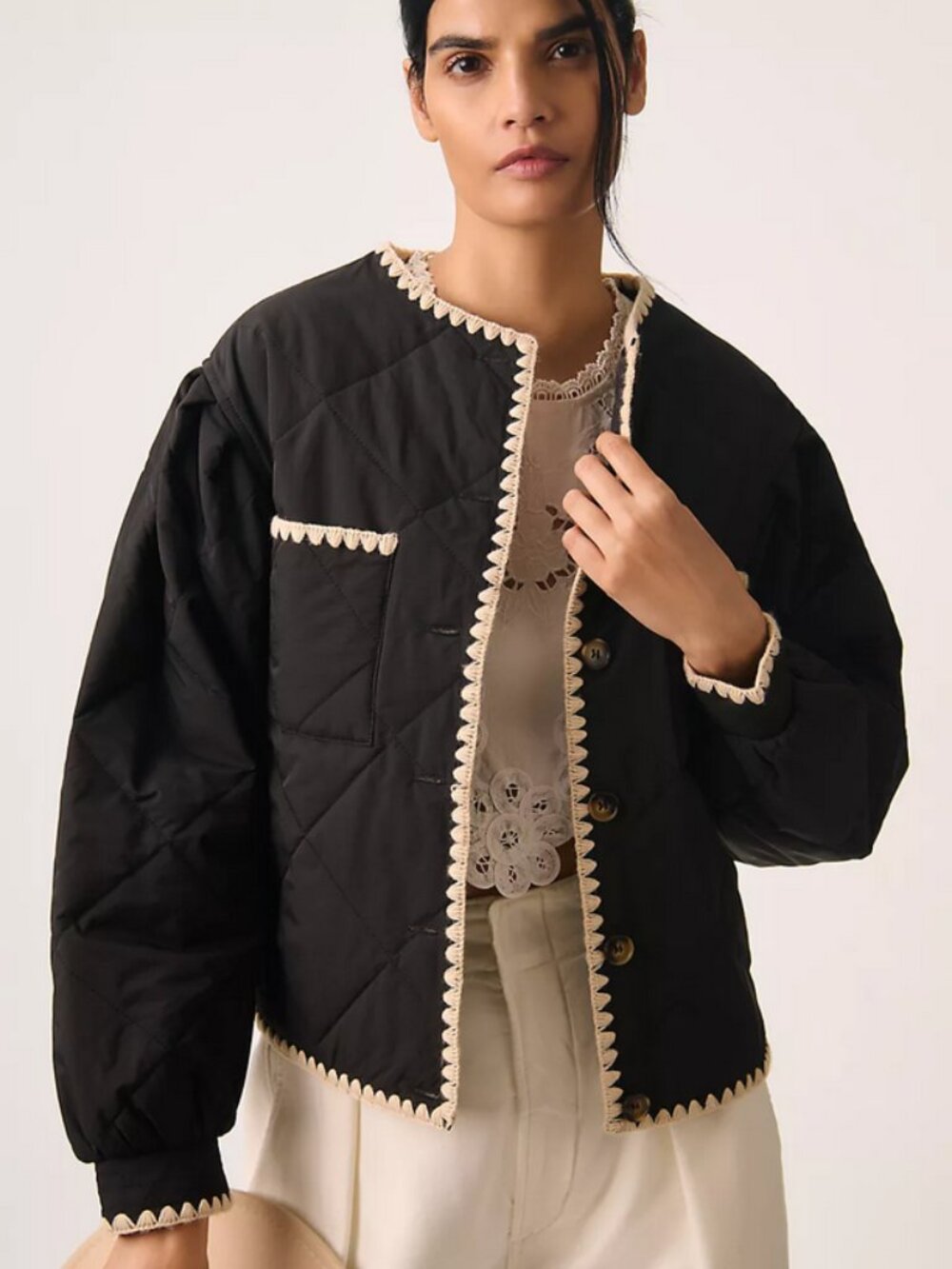 Bishop + Young Brooklyn Whipstitch Quilted Jacket Black XS Anthropologie